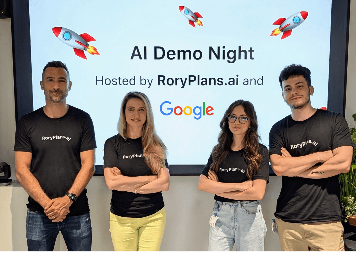 RoryPlans team at AI Demo Night hosted by RoryPlans.ai and Google